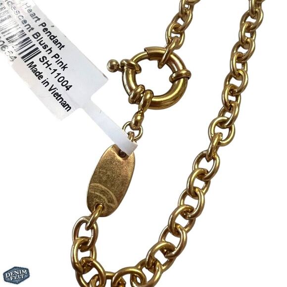 JULIE VOS Women’s 24K Gold Plated Irisdecent Blush Pink Heart Pendant Necklace - Picture 12 of 16